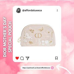 Dior Beige Floral Embroidered Cosmetic Case